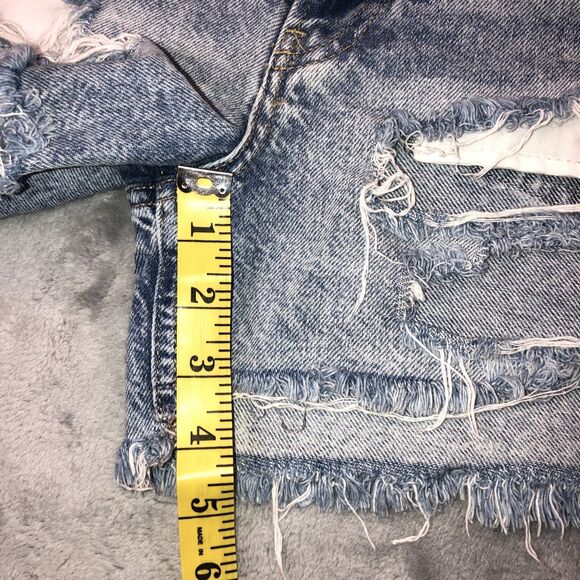 Free People We the Free Size 25 Maggie Distressed Button Fly Mid-Rise Shorts - Picture 4 of 7